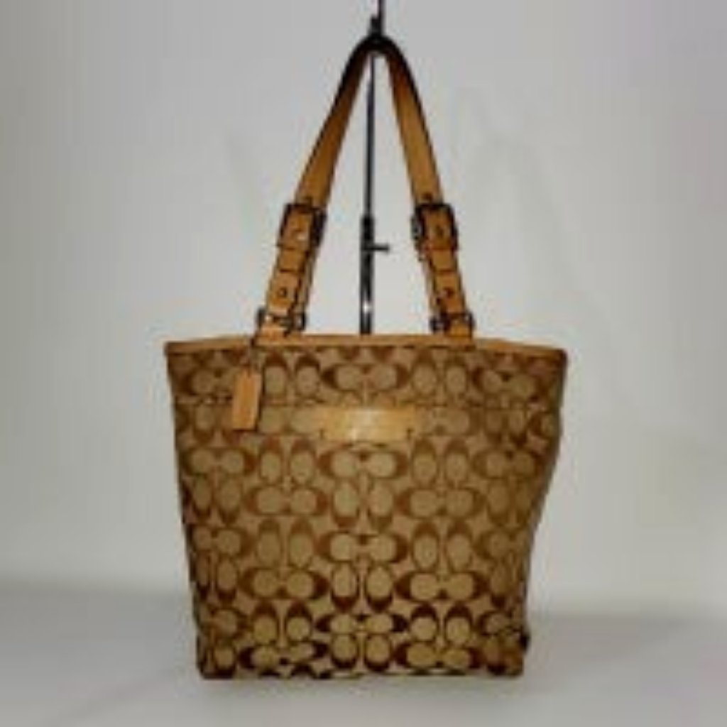 Coach F13077 Hampton Signature Brown Tote Handbag